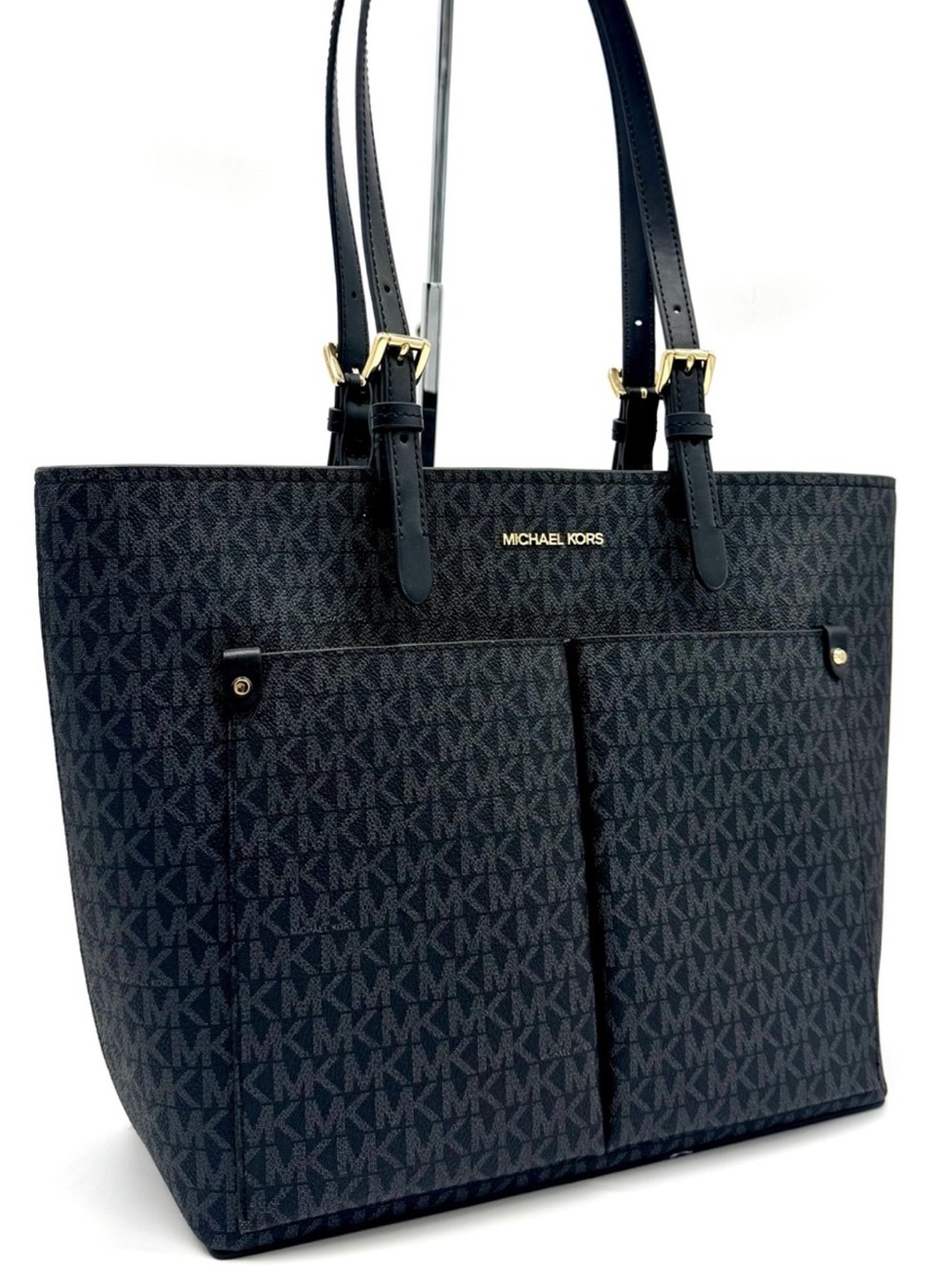 Michael Kors Jet Set Medium Pocket Tote Bag Black Multi